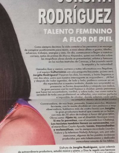 Culturisima - Entrevista Jorgita Rodríguez